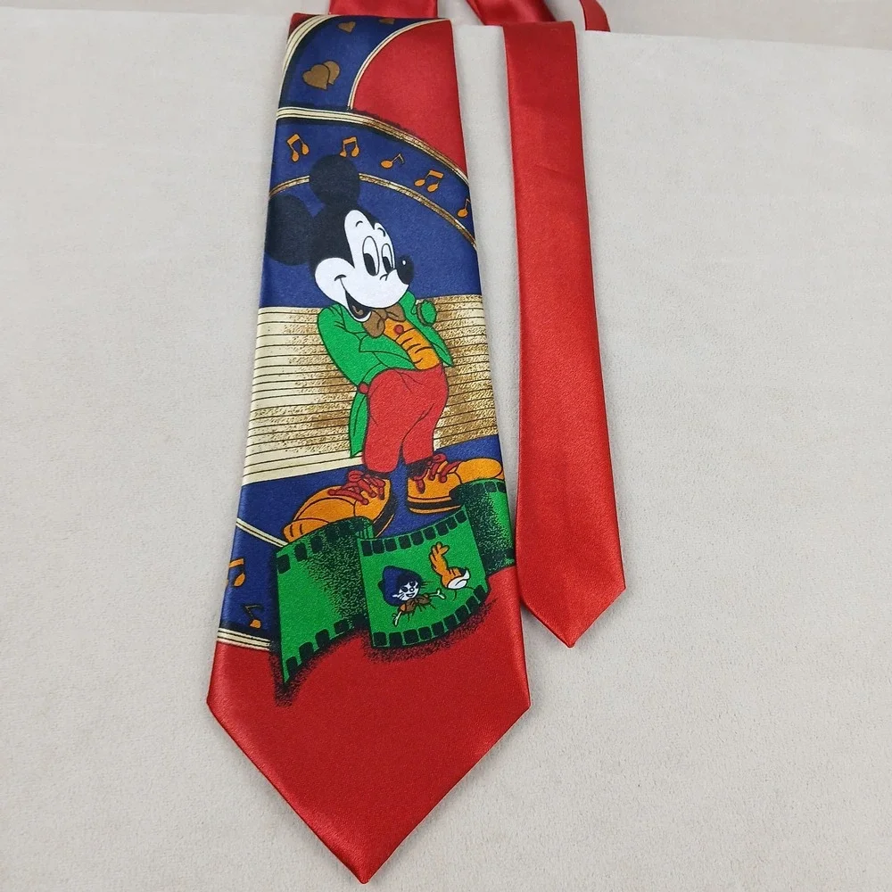 VTG Man Road Mickey‎ Mouse 4x59 Mens Tie Woven Polyester  Lightweight